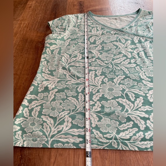 Garnet Hill Womens Pajamas Set Shorts Medium Organic Cotton Green Floral Print # - Picture 8 of 9
